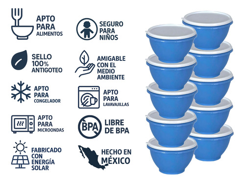 10 Mini Contenedores Plástico Snack Lunch Aderezo 100 Ml C/u