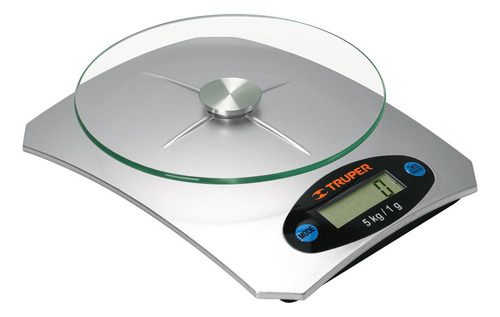 Balanza Digital Para Cocina 5kg Plato De Vidrio Truper 15160 Capacidad máxima 5 kg Color Gris oscuro