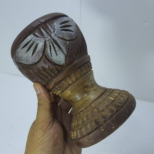 Imagem 3 de 9 de Vaso Copo Pilão Madeira Esculpido Antigo 17x11cm 550g Raro