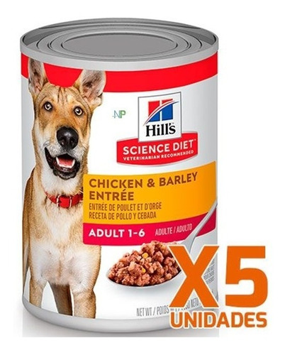 5 X Latas Alimento Humedo Perro Adulto Hills Pollo 370gr. Np