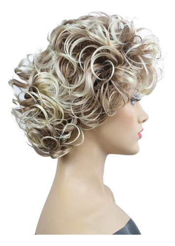 Peluca Rubia Ontemily, Corte Corto Con Ondas Elegantes