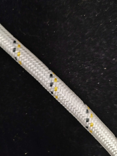 Soga Cuerda Seguridad 13mm Certif Silleta Rappel X 30 Metros Blanco Con Pintas Negras Y Amarillas