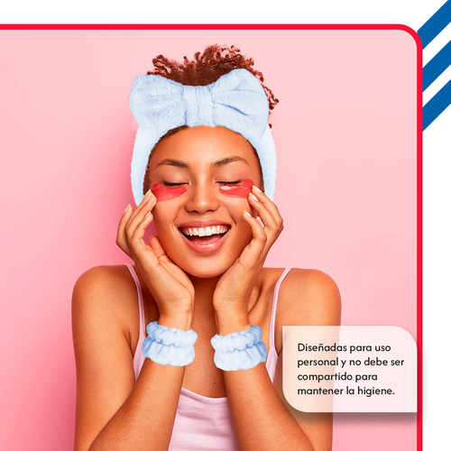 Diler Kit 5 Piezas Diadema Y Muñequeras Para Skincare Maquillaje Mascarilla Spa De Microfibra Con Moño Color Azul Cielo