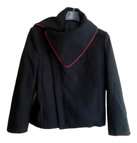 Hermosa Chaqueta Paño, Negro Con Rojo, Fashion, Talla M 