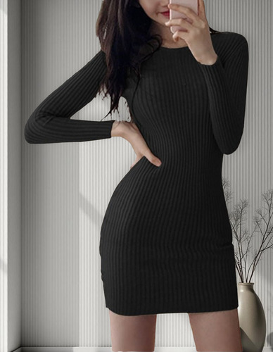 Vestido Termico Mujer Liso Algodon