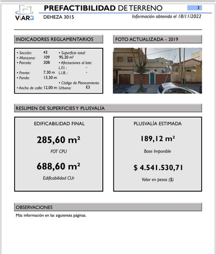 Venta Lote Saavedra 95 M2 Ideal Inversor