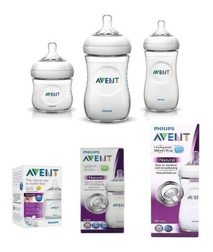 Combo Avent Mamaderas Natural 125ml + 260ml + 330ml