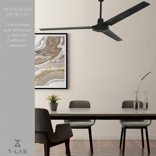 Ventilador Techo Abanico Moderno Aspas Metálicas Hogar Cantidad De Aspas 3 Estructura Negro Aspas Negro Diámetro 56 Frecuencia 60hz Material De Las Aspas Metal
