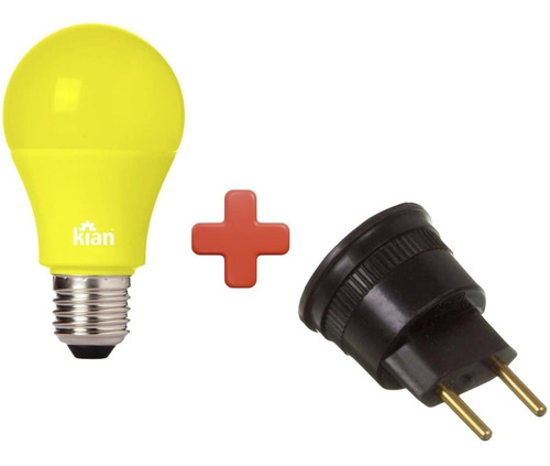 Kit 3x Lâmpada Repelente Inseto Mosca Led + E27 Bocal Tomada Cor Da Luz Amarelo 110v/220v