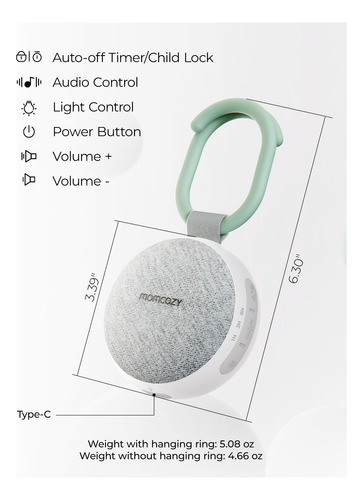 Máquina De Sonido Portátil Momcozy Con Luz Nocturna Para Beb
