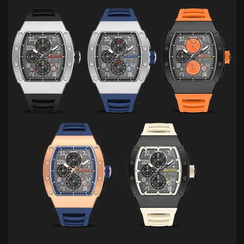 Reloj De Cuarzo Megir Luminous Calendar Con Cronógrafo Color De La Correa Blanco/negro