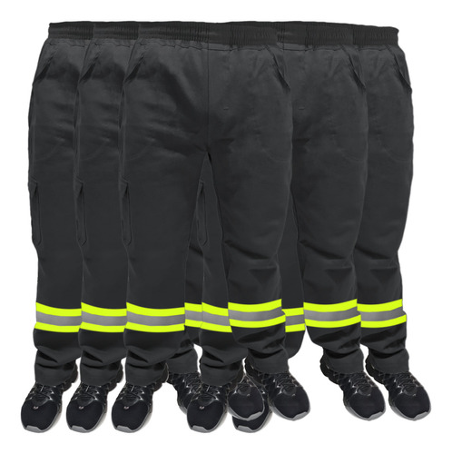 Kit 50-calças Uniforme Brim Profissional Com Faixa Refletiva