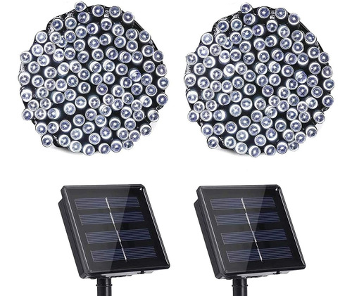 Luces Solares De Cadena 2 Piezas 200 Led 72ft Decoración Nav