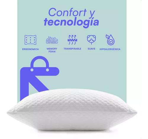 Almohada Memory Foam Estandar Gel Ajustable Suave comoda