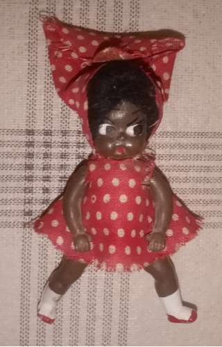 Mini Muñeca Negrita Antigua Mide 8 Cm 