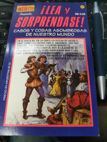 Libro Cómic Semanario De Lo Insólito Número 27 Casos Y Cosas