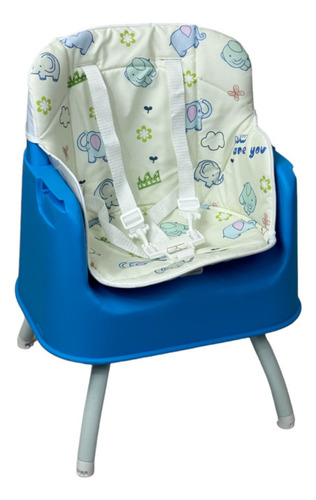 Silla Alta Con Periquera Para Bebe Con Bandeja Y Convertible Color Azul Animales