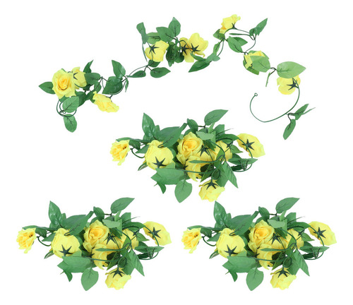 4 Peças De Flores De Videira Penduradas, Rosas