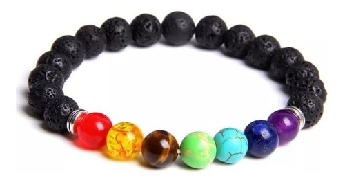 Pulsera Unisex Piedra Volcánica 7 Chakras Feng Shui