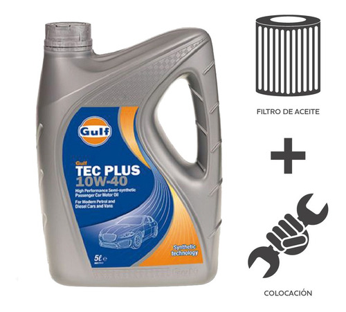 Imagen 2 de 5 de Cambio Aceite Gulf Tec Plus 10w40 4l+ Fil Ac + Coloc Cuotas