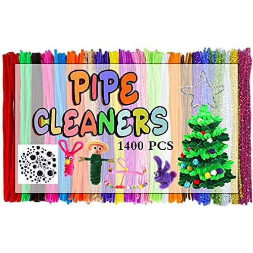 1300 Pcs Pipe Cleaners With 100 Pieces Glue Eyes, 28 As...