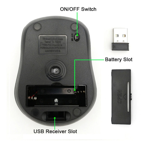 Wireless Optical Mouse Sem Fio 2.4ghz Branco 2hrs Cor Preto