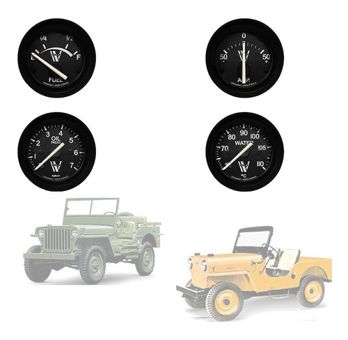 Kit Manômetro Relógio Jeep Willys Cj3 Antigo 51/54 - 4 Itens