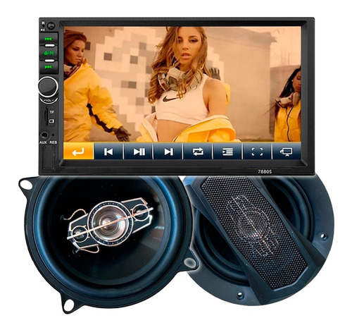 Imagen 3 de 5 de Combo Estéreo Pantalla Dvd 7880s + Parlantes 5 PuLG Premium