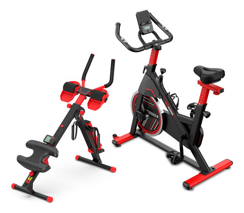 Bicicleta Spinning Sb 1000 E Aparelho De Remo 3 Em 1 Genis Cor Preto e Vermelho