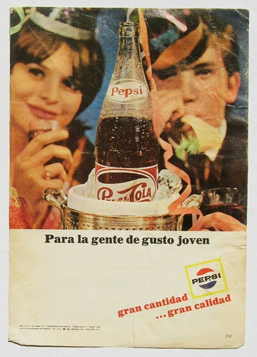 Pepsi Publicidad Antigua Mexicana De 1966, Original, Papel