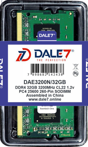 Memória Dale7 Ddr4 32gb 3200 Mhz Notebook 01 Unid