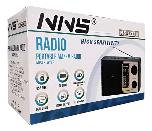 Parlante Radio Recargable Y Pilas Ns-q33u Am Y Fm/sd/usb