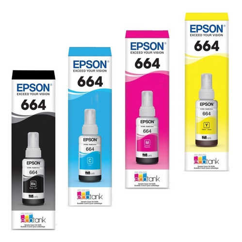 Tinta Epson T664 P L110 L200 L210 L300 L350 L355 L365 L395
