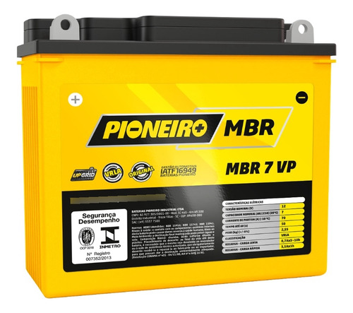 Bateria Moto Pioneiro Mbr7-vp 12v 7a/h