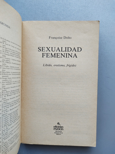 Sexualidad Femenina Libido, Erotismo, Frigidez - Francoise D (Usado)