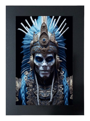 Cuadro De La Santa Muerte Azteca Azul # 6