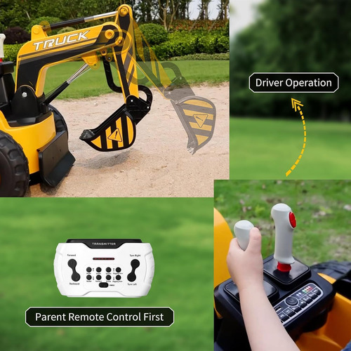 Excavadora Para Niños De 12 V, Control Remoto Eléctrico Con