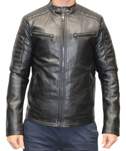 Campera Eco Cuero De Hombre Jason Black No Brand