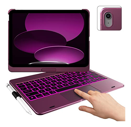 Funda Para iPad 10 Con Teclado Tactil Violeta