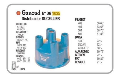 Tapa De Distribuidor Peugeot 403 404 504 505 Dacia Aro