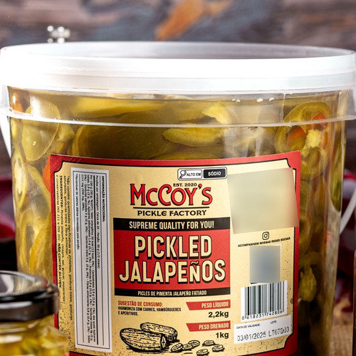 Picles De Pimenta Jalapeño - Pickled Jalapeños Mccoy's 2,2kg