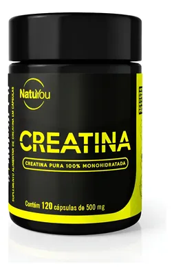 Creatina 100% Pura Monohidratada 120 Cápsulas - Natuyou Sem Sabor