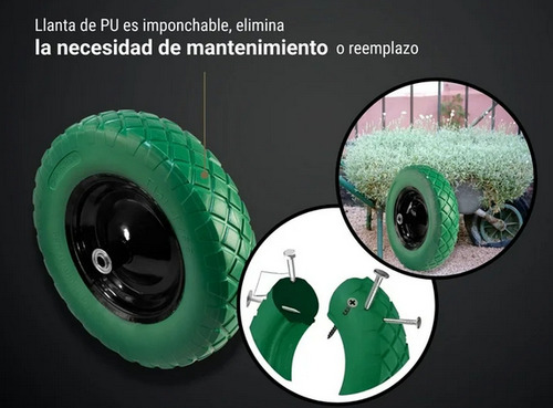 Llanta Para Carretilla Completa Imponchable Rueda Rodaja Lt Tools 16 Pulgadas Ancho De 7cm Max 80 Kg Ligera Y Suave En Poliuretano P Mejor Amortiguamiento Ideal Terrenos Irregulares Reduce La Fatiga