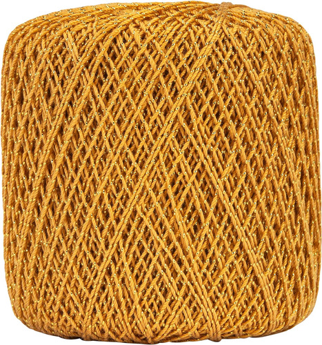 Hilo Crochet Metálico Rojo Corazón Oro Dorado Individual