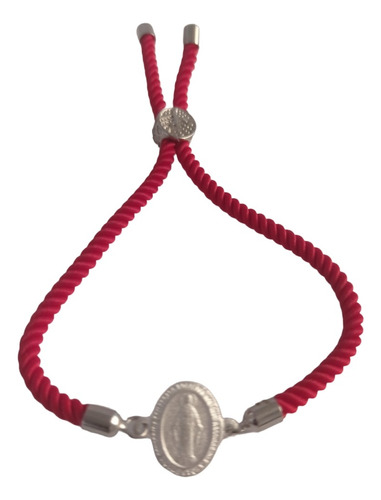 Pulsera Protección Roja Virgen De Los Rayos Baño Plata