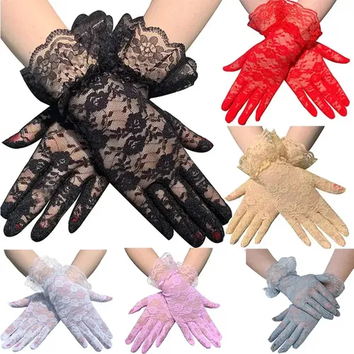 Elegantes guantes de encaje blanco, guantes para la fiesta nupcial - España
