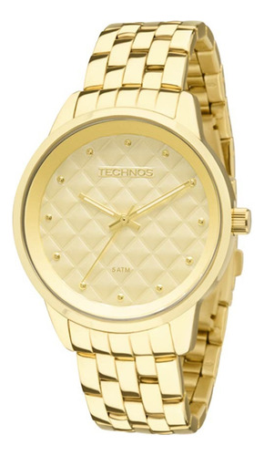 Relogio Technos Feminino Grande Dourado Folheado Moderno Aço