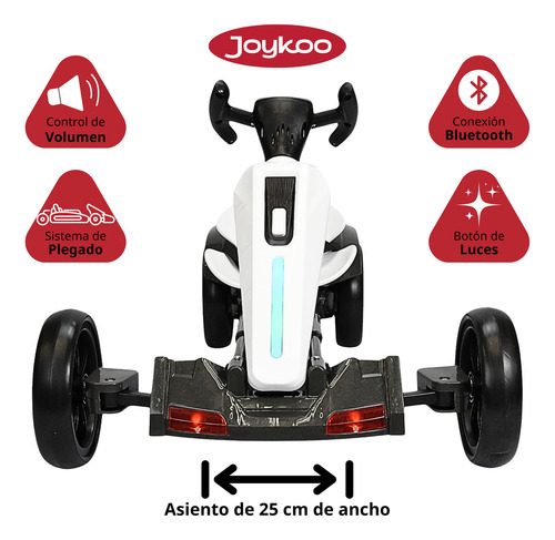 Montable Eléctrico Para Niños Go Kart Sonido Bluetooth 12v Blanco Joykoo