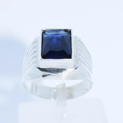 Anillo Sello Hombre Plata 950 Circ n Zafiro Neko Rings