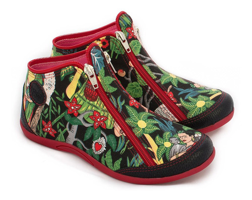Zapatillas Tipo Botita De Diseño Urbano Frida Kahlo